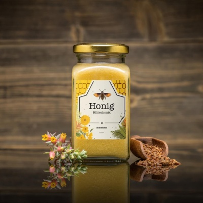 Honey jar with label